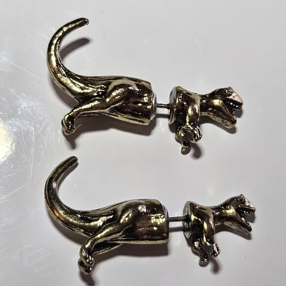 Unbranded Jewelry - Gold Tone Dinosaur Head And Tail Jacket Fashion Earrings